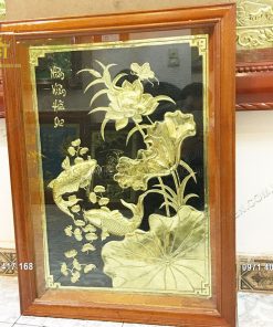 Tranh hoa sen cá chép đồng vàng